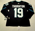 JOE THORNTON size 50 Medium San Jose Sharks ADIDAS alt Stealth jersey PRO CUSTOM
