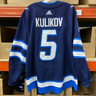 WINNIPEG JETS NHL GAME USED WORN 2019 PLAYOFFS NAVY JERSEY DMITRY KULIKOV 5