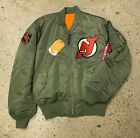NEW JERSEY DEVILS ALPHA INDUSTRIES BOMBER JACKET nj supreme vtg starter jersey M