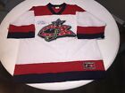 NEW DEADSTOCK Logo Columbus Blue Jackets Jersey Autograph Geoff Sanderson Sz L