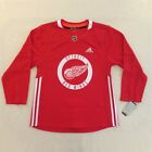 Detroit Red Wings Authentic Home Red Practice Hockey Jersey Sweater Adidas 50