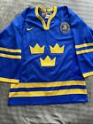 Nike Team Sweden Svenska Tre Kronor Crowns Hockey Jersey Sverige Size 48 L Blue
