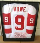 Detroit Red Wings Gordie Howe D Signed Stats Jersey PSA DNA Framed