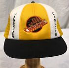Vancouver Canucks VTG 80s Snapback Mesh Back Trucker Hat Cap Yellow H606 NHL