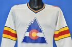 vintage 70s COLORADO ROCKIES WHITE RED YELLOW STRIPE HOCKEY JERSEY SMALL S