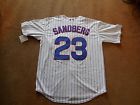 Ryne Sandberg 23 Chicago Cubs MLB STITCH Button White Baseball Jersey Men L NEW
