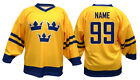 Team Sweden Yellow Ice Hockey Jersey Custom Name and Number