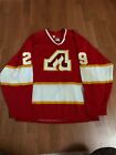 VTG Atlanta Flames Maska Superfil Jersey 29 Rey Comeau Red NHL Sz M 70s