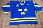 Vintage Bauer Team Sweden Anderson Hockey Jersey Size 54 Fight Strap
