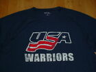 Vintage USA Warriors Ice Hockey Jersey Shirt Navy Logos Size XXL Nice