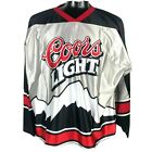 Rare COORS LIGHT BEER HOCKEY SILVER JERSEY Men XXL Promo 2XL Rocky Mountains USA