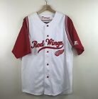 Vintage Detroit Red Wings Throwback Script Baseball Starter Jersey Large