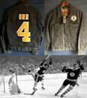 Unique Boston Bruins Bobby Orr 4 Black Premium Levis Denim Jean Jacket Jersey