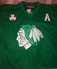 PATRICK SHARP CHICAGO BLACKHAWKS ST PATRICKS DAY GREEN REEBOK JERSEY SIZE 48