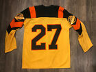 1980s Vintage Pro Gear Vancouver Canucks V Style 27 Jersey Sz Medium USA Made