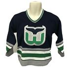 Vintage Boys S M Hartford Whalers NHL Jersey Navy Blue Rare CCM VTG Maska USA