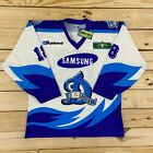 Vintage Russian Hockey Jersey Mens Size 54 White Blue MOCKBA REHBAND Samsung