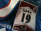Quebec Nordiques Style Sakic Career Stats jersey with free team crest