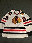 CCM CHICAGO BLACKHAWKS BOBBY HULL HOF 9 NHL WHITE AWAY HOCKEY JERSEY MEDIUM
