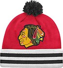 Chicago Blackhawks Mitchell  Ness Vintage Jersey Stripe Cuffed Knit Hat w Pom
