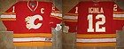 REEBOK CALGARY FLAMES JAROME IGINLA RED VINTAGE THROWBACK JERSEY sz LARGE