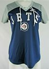 Winnipeg Jets NHL GIII Womens Lace Up Navy Blue Short Sleeve Mesh Jersey