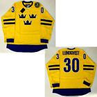 2014 Team Sweden Henrik Lundqvist 30 Hockey Jerseys All Stitched Yellow