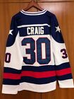 Ice Hockey 1980 Miracle On Ice Team USA Jim Craig 30 Hockey Jersey WHITE