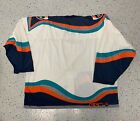New York islanders white wave fisherman jersey with crest removed team issue